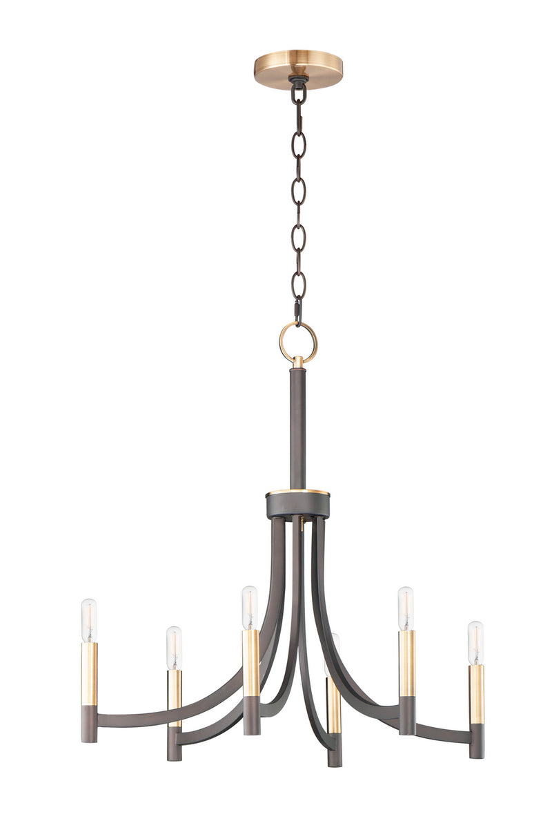 Maxim 21526BZAB Six Light Chandelier, Bronze / Antique Brass