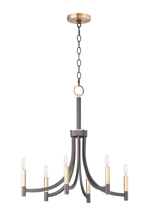 Maxim 21526BZAB Six Light Chandelier, Bronze / Antique Brass