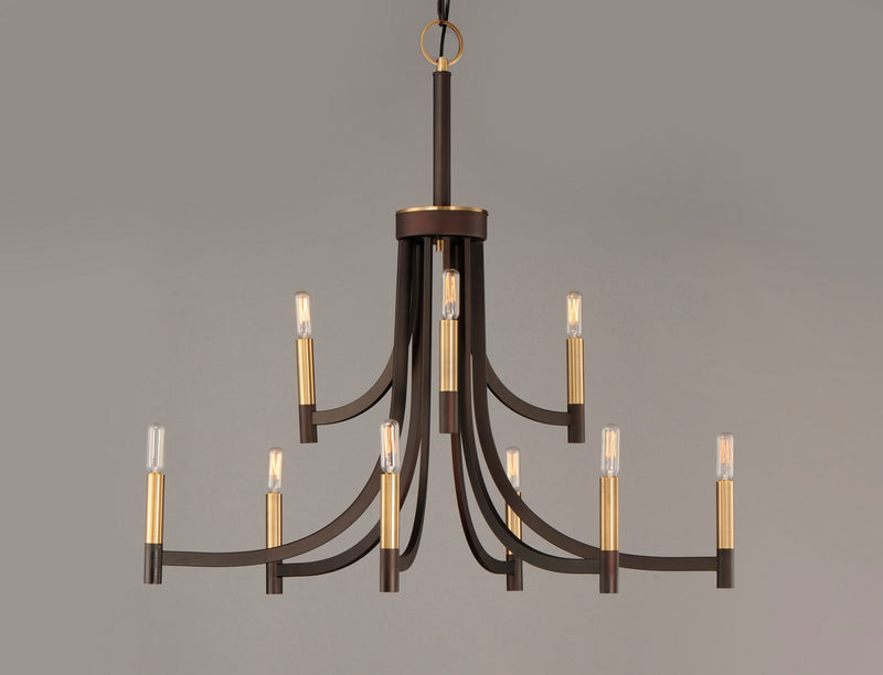 Maxim 21529BZAB Nine Light Chandelier, Bronze / Antique Brass