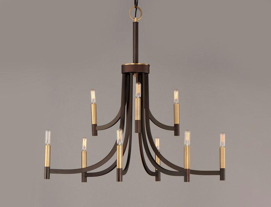 Maxim 21529BZAB Nine Light Chandelier, Bronze / Antique Brass
