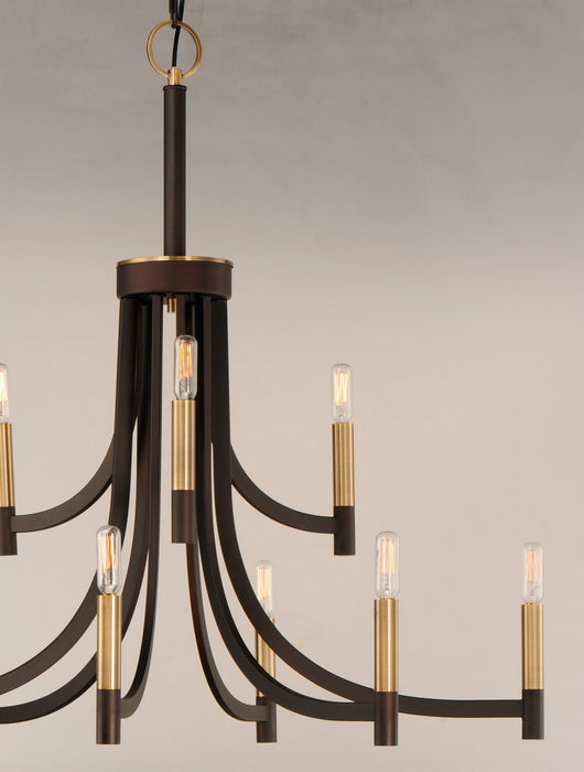 Maxim 21529BZAB Nine Light Chandelier, Bronze / Antique Brass