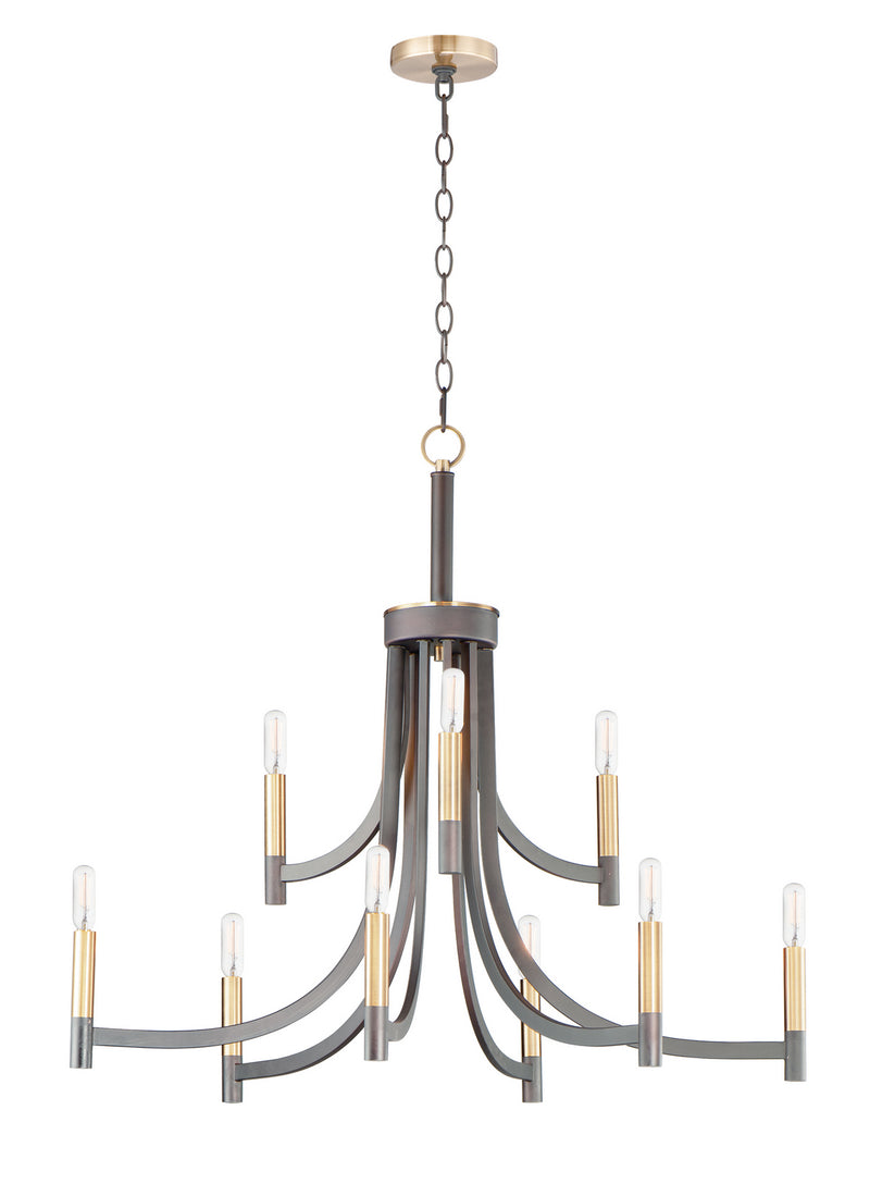 Maxim 21529BZAB Nine Light Chandelier, Bronze / Antique Brass