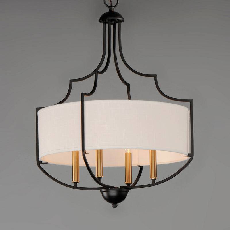 Maxim 25284WLBZAB Four Light Chandelier, Bronze / Antique Brass