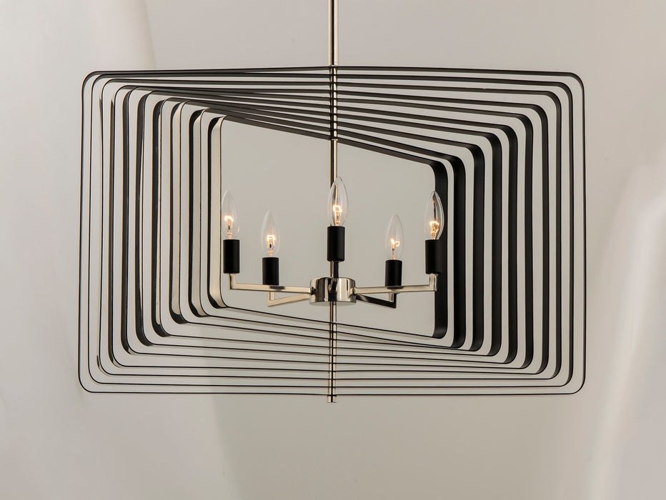 Maxim 28677PNBK Five Light Pendant, Polished Nickel / Black