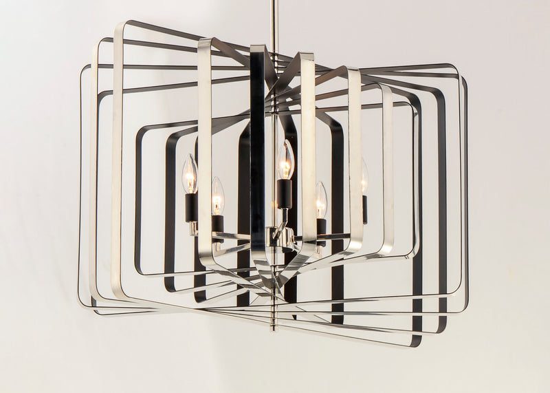Maxim 28677PNBK Five Light Pendant, Polished Nickel / Black
