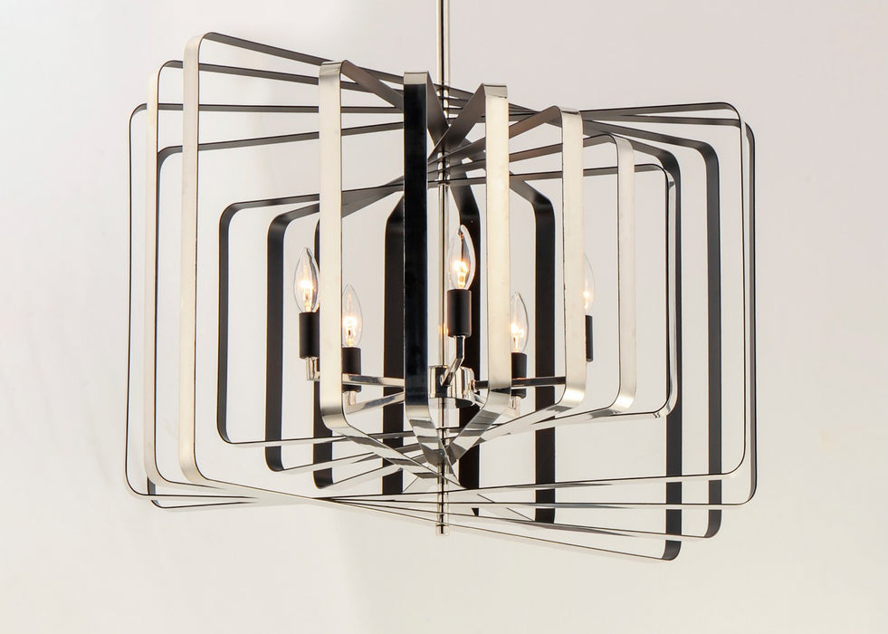 Maxim 28677PNBK Five Light Pendant, Polished Nickel / Black