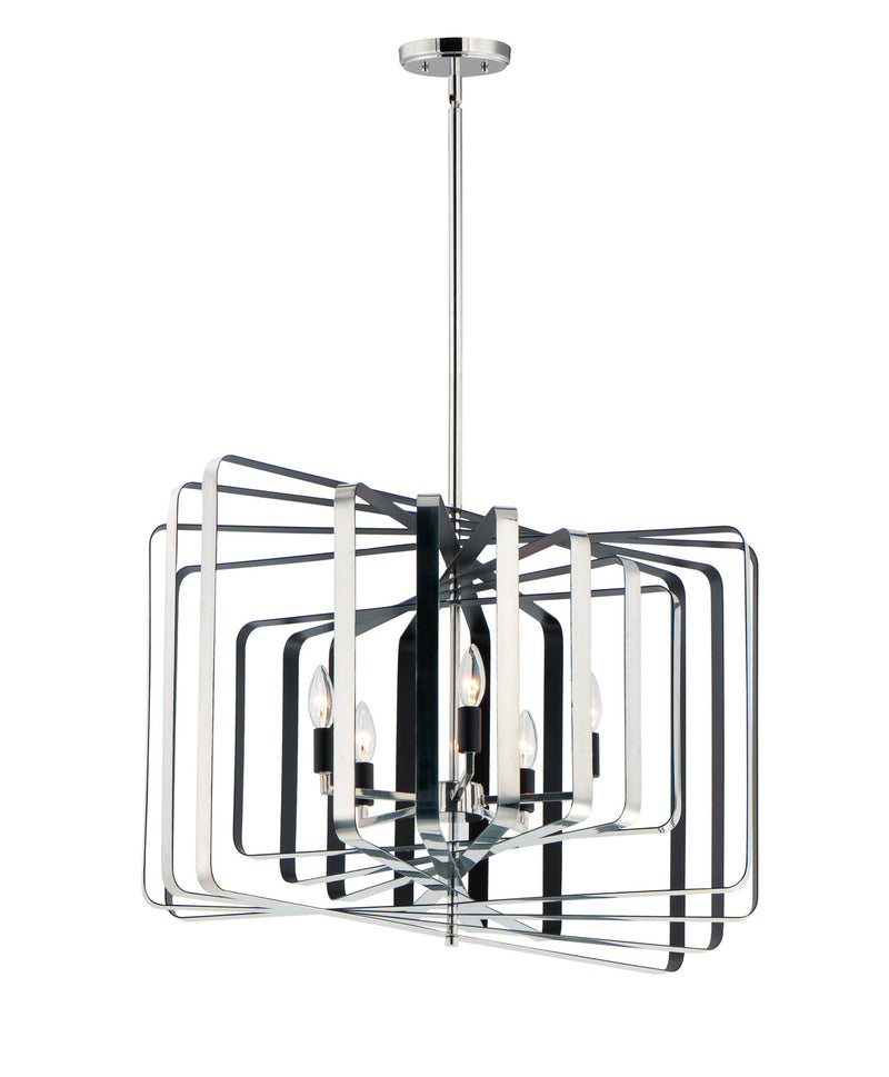 Maxim 28677PNBK Five Light Pendant, Polished Nickel / Black