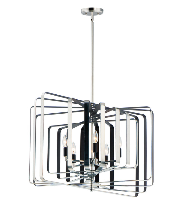 Maxim 28677PNBK Five Light Pendant, Polished Nickel / Black