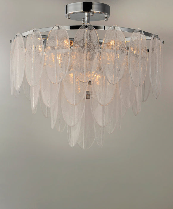 Maxim 30730CLWTPC Nine Light Flush Mount, White / Polished Chrome