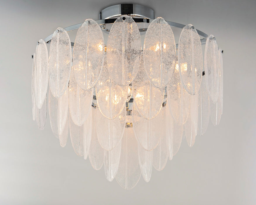 Maxim 30730CLWTPC Nine Light Flush Mount, White / Polished Chrome