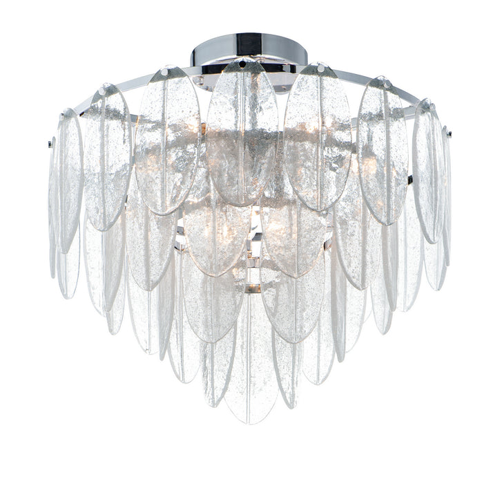Maxim 30730CLWTPC Nine Light Flush Mount, White / Polished Chrome