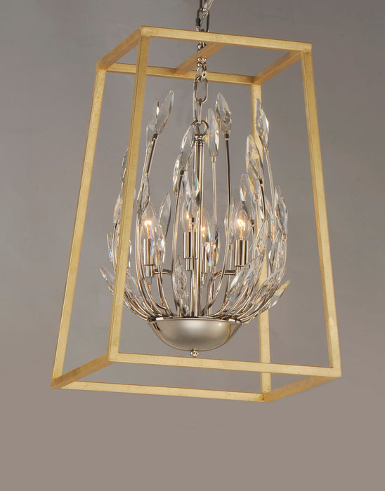Maxim 32404BCPNGL Four Light Pendant, Polished Nickel / Gold Leaf