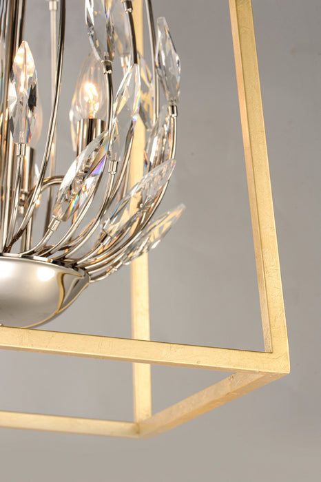 Maxim 32404BCPNGL Four Light Pendant, Polished Nickel / Gold Leaf
