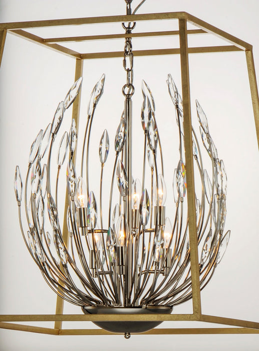 Maxim 32406BCPNGL Six Light Pendant, Polished Nickel / Gold Leaf