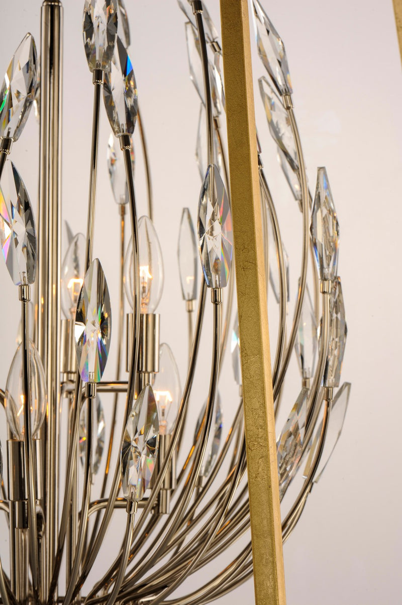 Maxim 32406BCPNGL Six Light Pendant, Polished Nickel / Gold Leaf