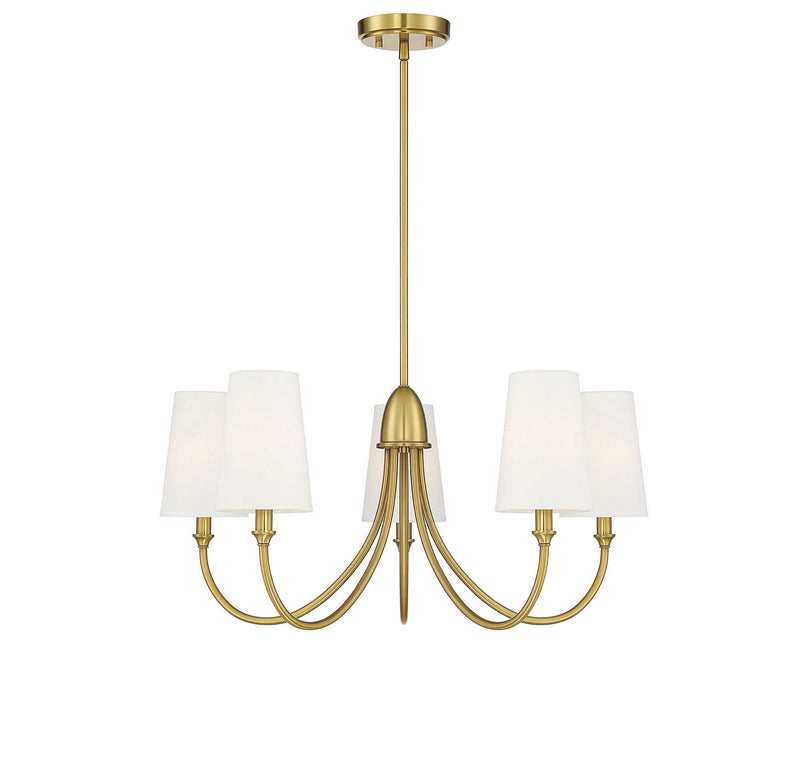 Savoy House 1-2540-5-322 Five Light Chandelier, Warm Brass