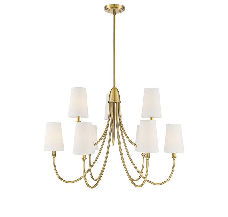 Savoy House 1-2541-9-322 Nine Light Chandelier, Warm Brass