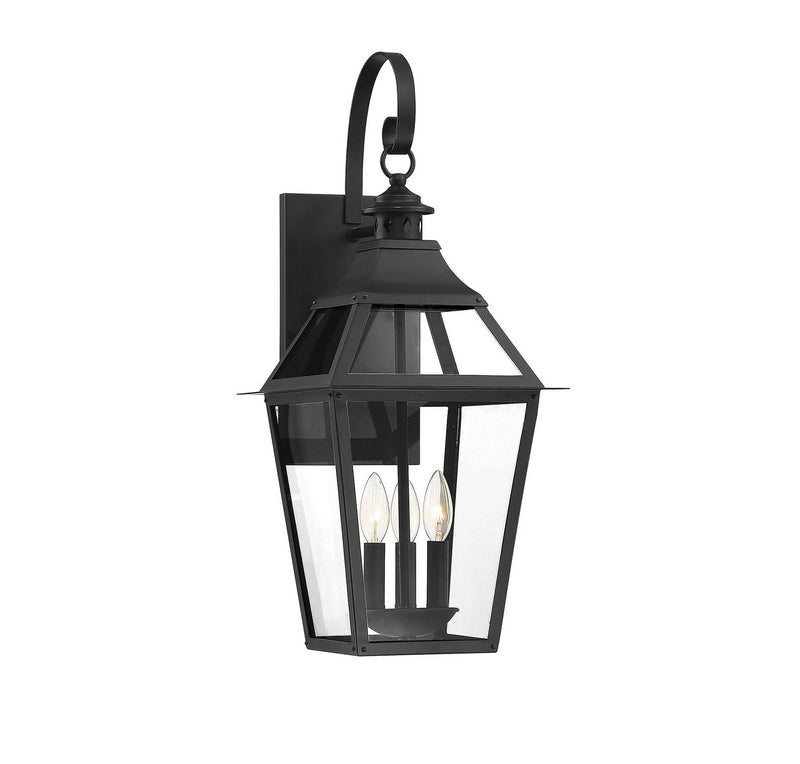 Savoy House 5-722-153 Three Light Outdoor Wall Sconce, Black with Gold Highlights