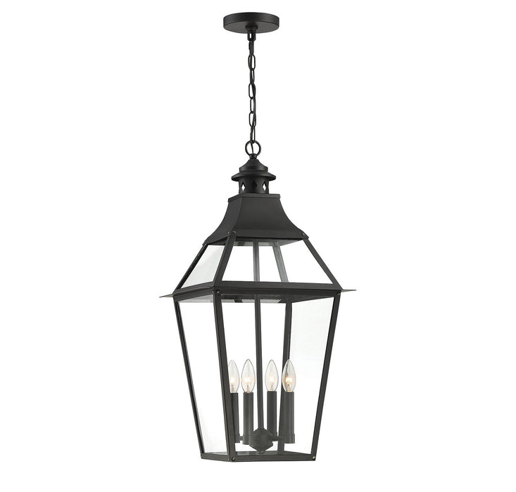 Savoy House 5-723-153 Four Light Outdoor Pendant, Black with Gold Highlights