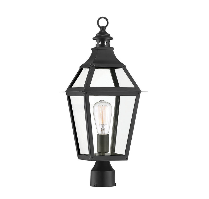 Savoy House 5-724-153 One Light Post Lantern, Black with Gold Highlights