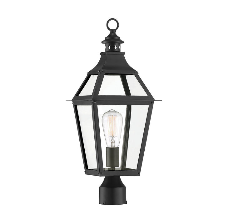 Savoy House 5-724-153 One Light Post Lantern, Black with Gold Highlights