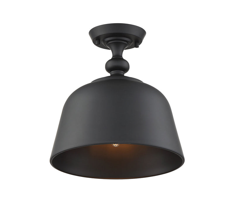 Savoy House 6-3750-1-89 One Light Semi-Flush Mount, Matte Black