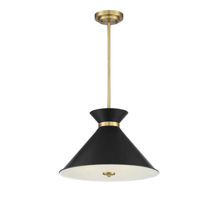 Savoy House 7-2416-3-143 Three Light Pendant, Black with Warm Brass