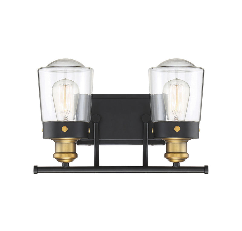 Savoy House 8-2069-2-51 Two Light Bath Bar, Vintage Black with Warm Brass