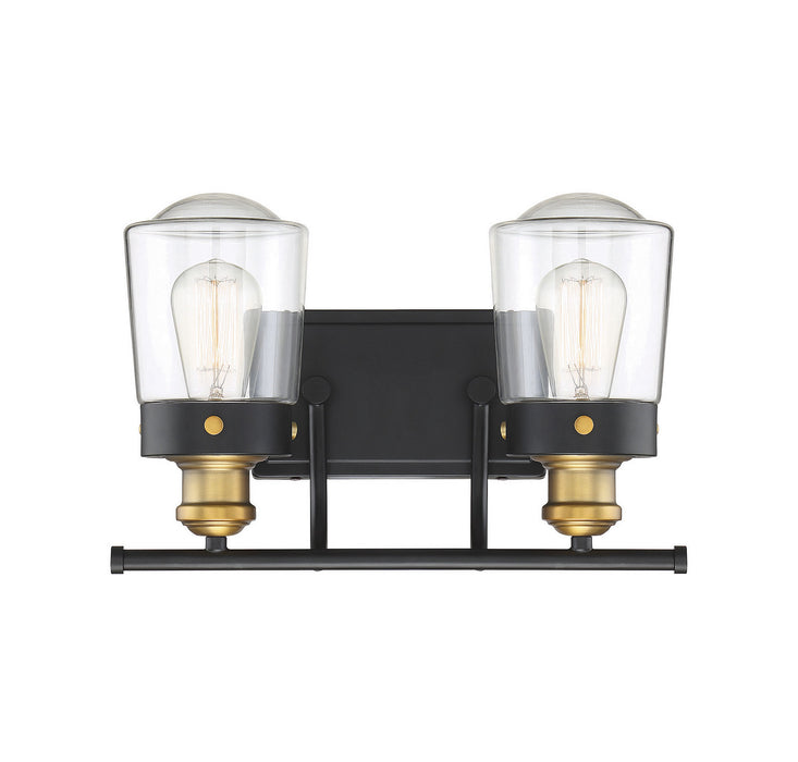 Savoy House 8-2069-2-51 Two Light Bath Bar, Vintage Black with Warm Brass
