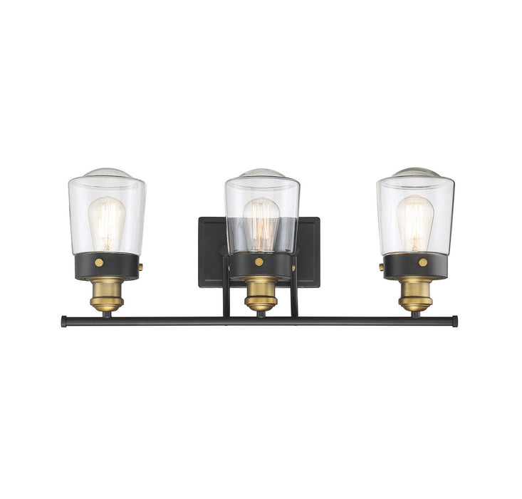 Savoy House 8-2069-3-51 Three Light Bath Bar, Vintage Black with Warm Brass