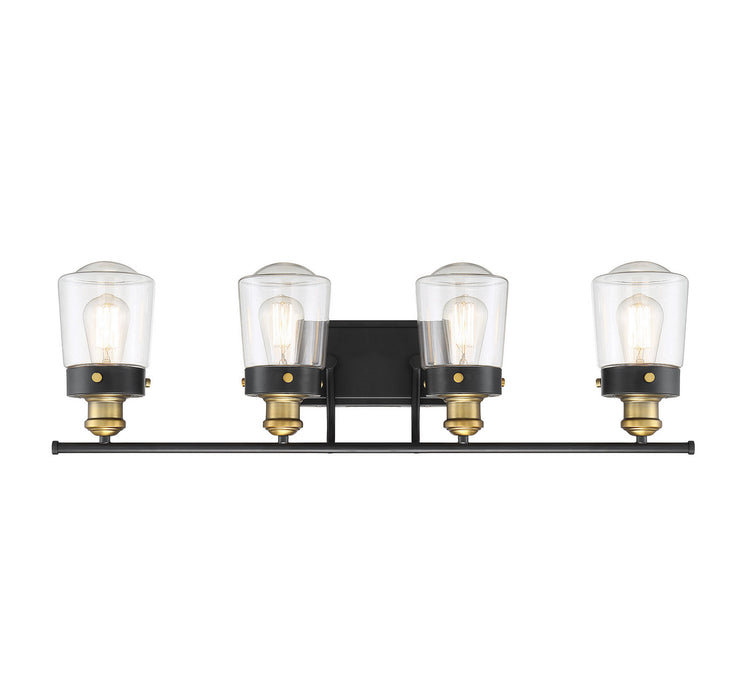 Savoy House 8-2069-4-51 Four Light Bath Bar, Vintage Black with Warm Brass