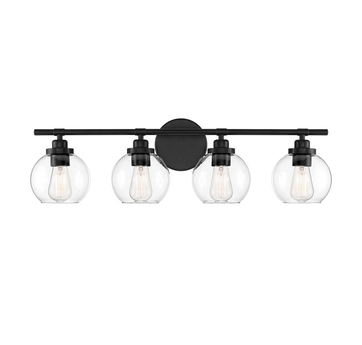 Savoy House 8-4050-4-BK Four Light Bath Bar, Matte Black