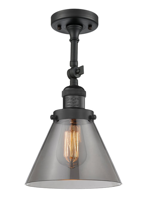 Innovations 201F-BK-G43 One Light Semi-Flush Mount, Matte Black