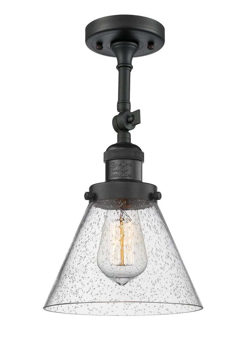 Innovations 201F-BK-G44 One Light Semi-Flush Mount, Matte Black