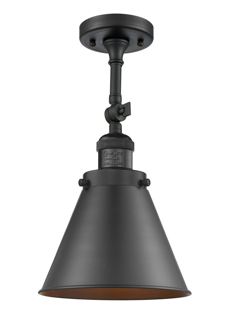 Innovations 201F-BK-M13-BK One Light Semi-Flush Mount, Matte Black