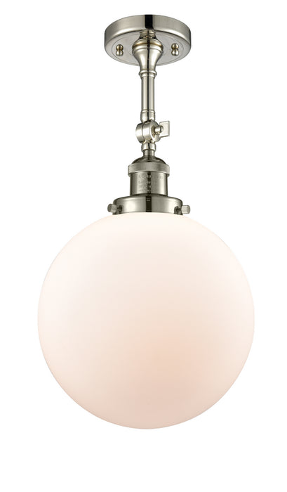 Innovations 201F-PN-G201-10 One Light Semi-Flush Mount, Polished Nickel
