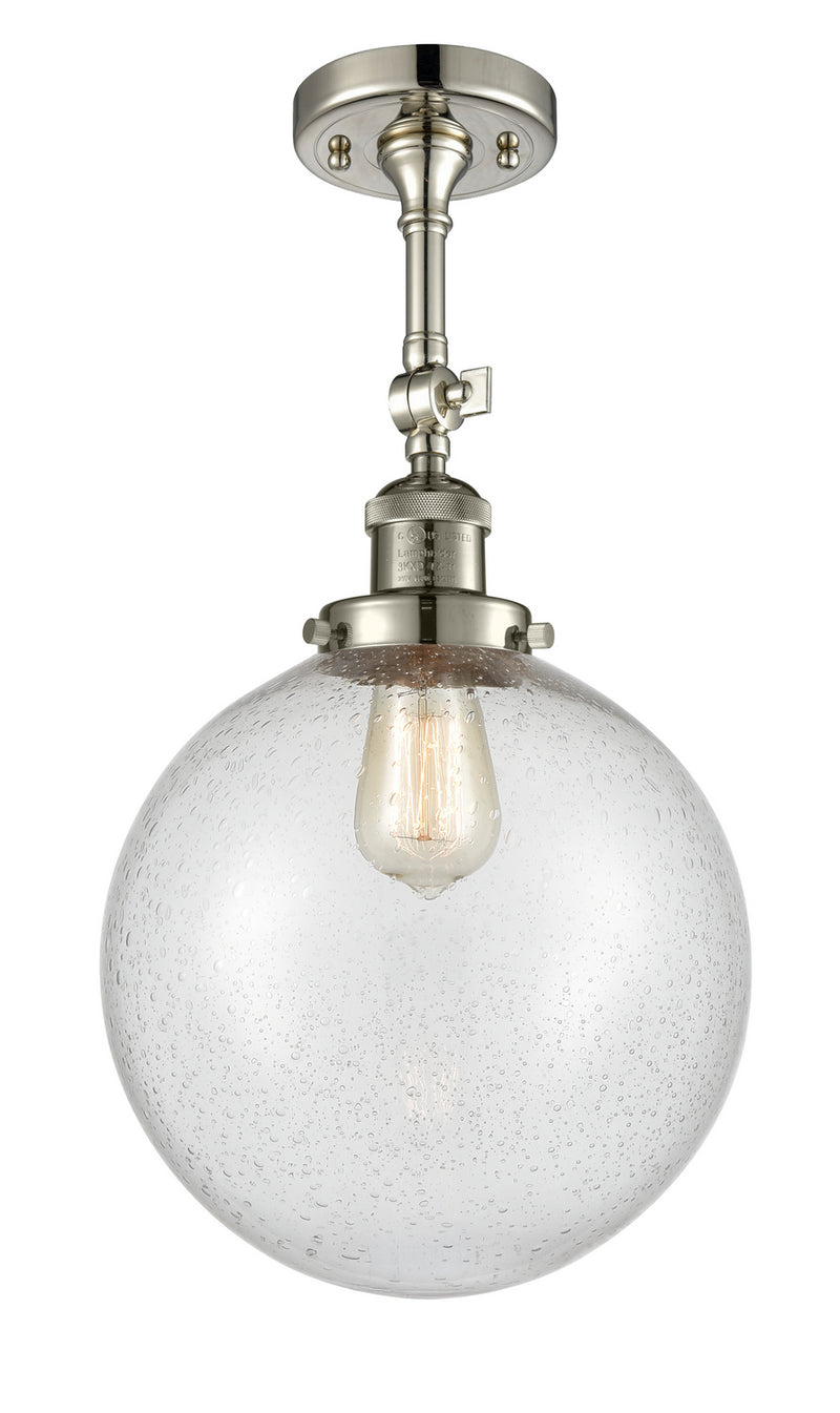 Innovations 201F-PN-G204-10 One Light Semi-Flush Mount, Polished Nickel