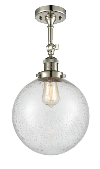 Innovations 201F-PN-G204-10 One Light Semi-Flush Mount, Polished Nickel