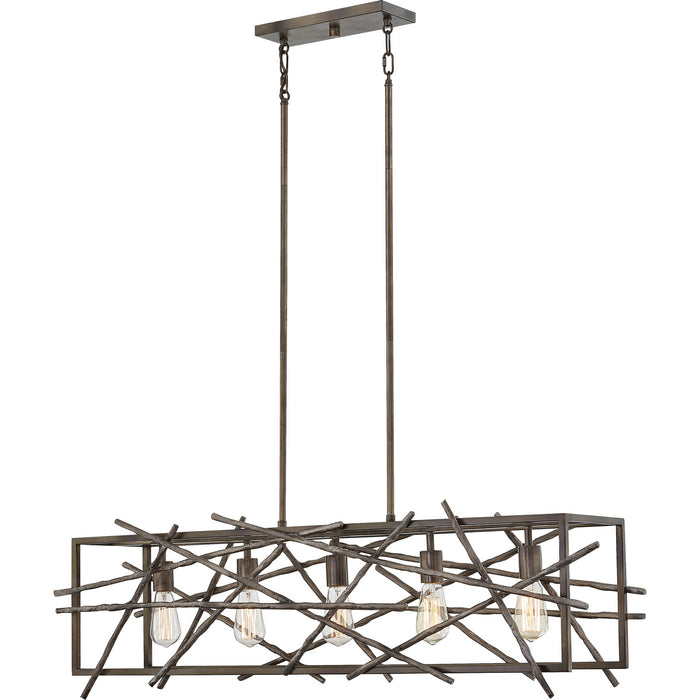 Quoizel BRH5042RT Five Light Island Chandelier, Restored Bronze