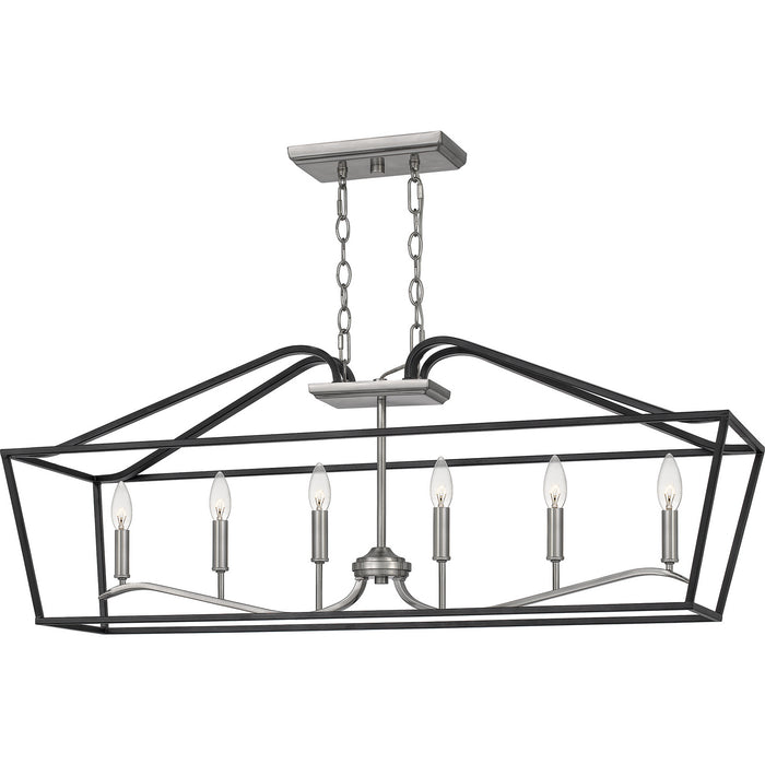 Quoizel CTA642MBK Six Light Island Chandelier, Matte Black