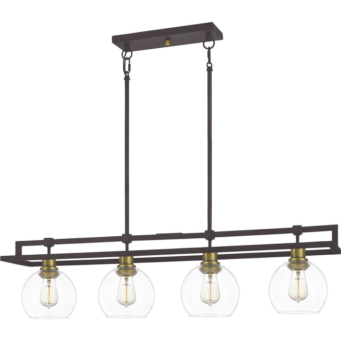 Quoizel DBS440OZ Four Light Island Chandelier, Old Bronze