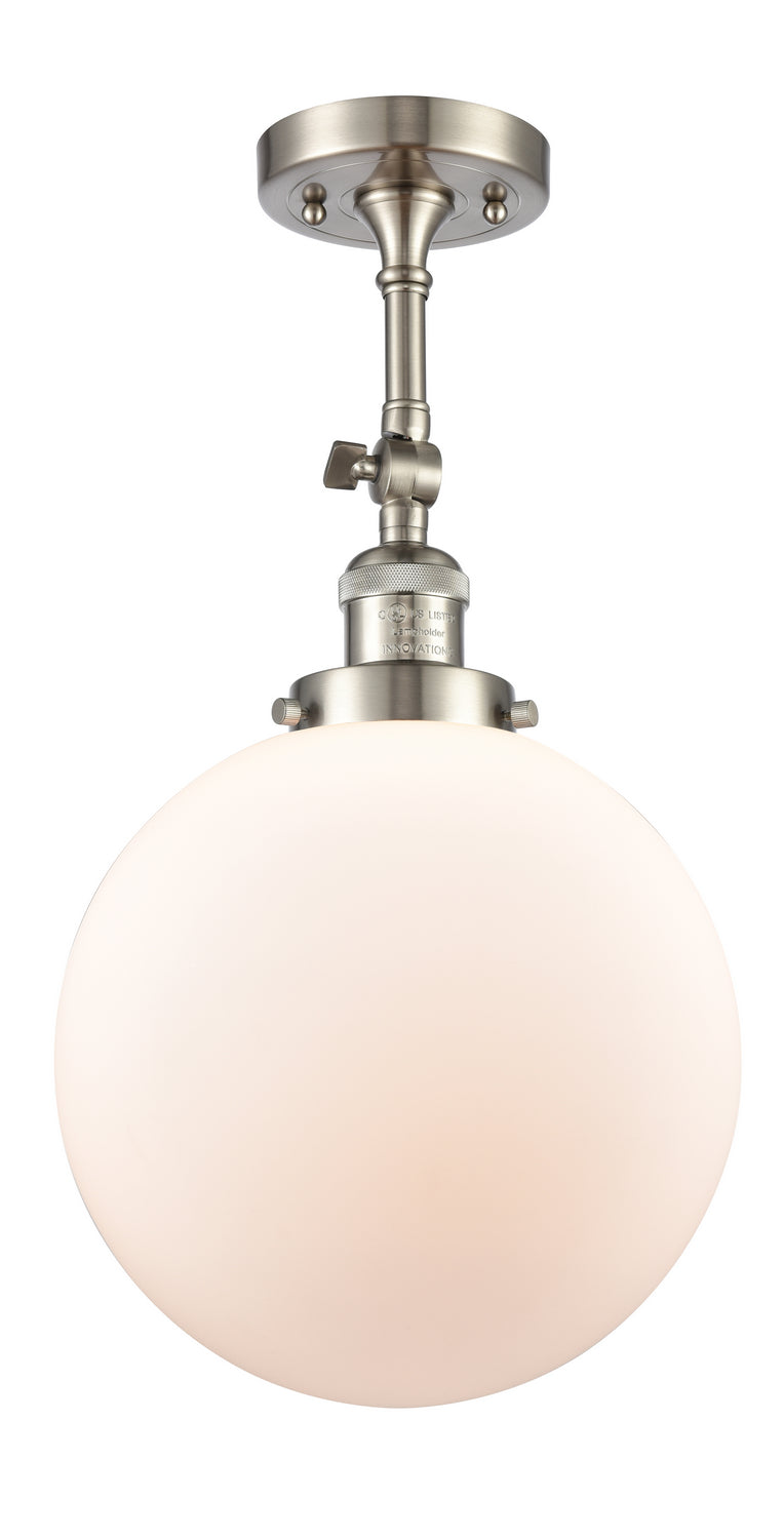 Innovations 201F-SN-G201-10 One Light Semi-Flush Mount, Brushed Satin Nickel