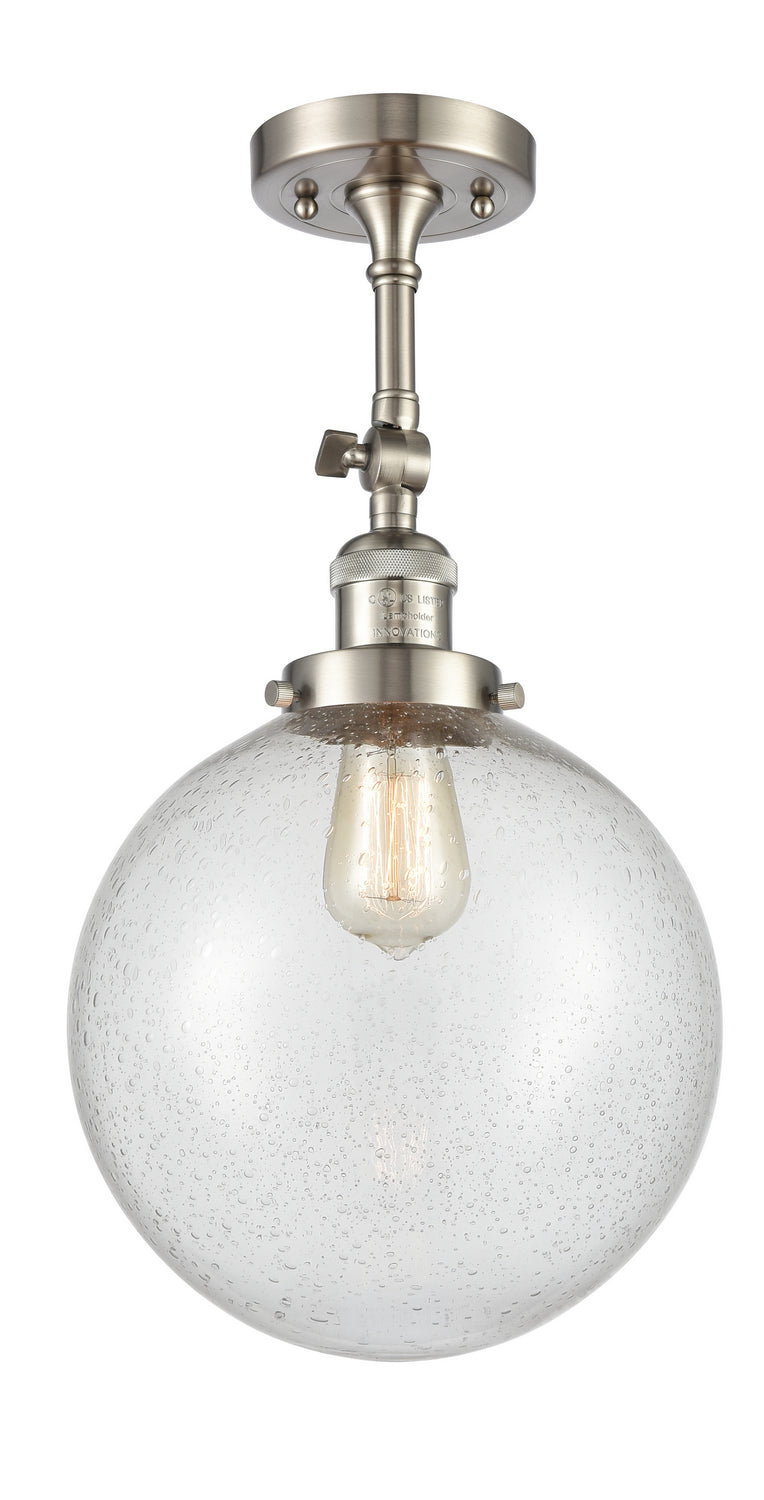 Innovations 201F-SN-G204-10 One Light Semi-Flush Mount, Brushed Satin Nickel