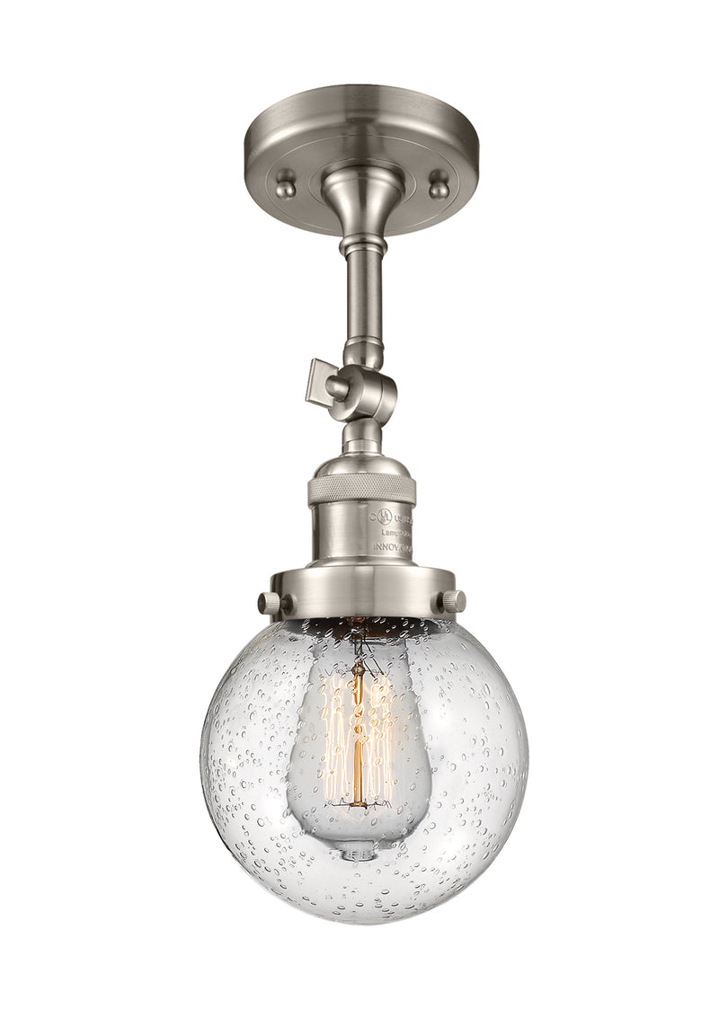 Innovations 201F-SN-G204-6 One Light Semi-Flush Mount, Brushed Satin Nickel