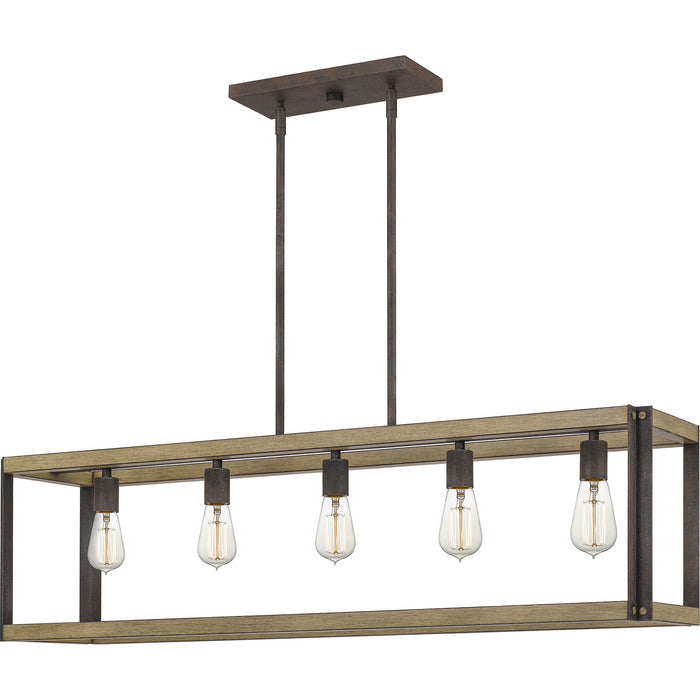Quoizel FNN542RK Five Light Island Chandelier, Rustic Black