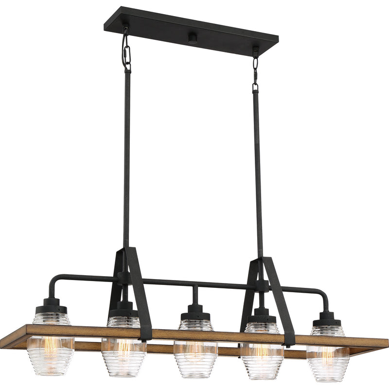 Quoizel GUI540GK Five Light Island Chandelier, Grey Ash