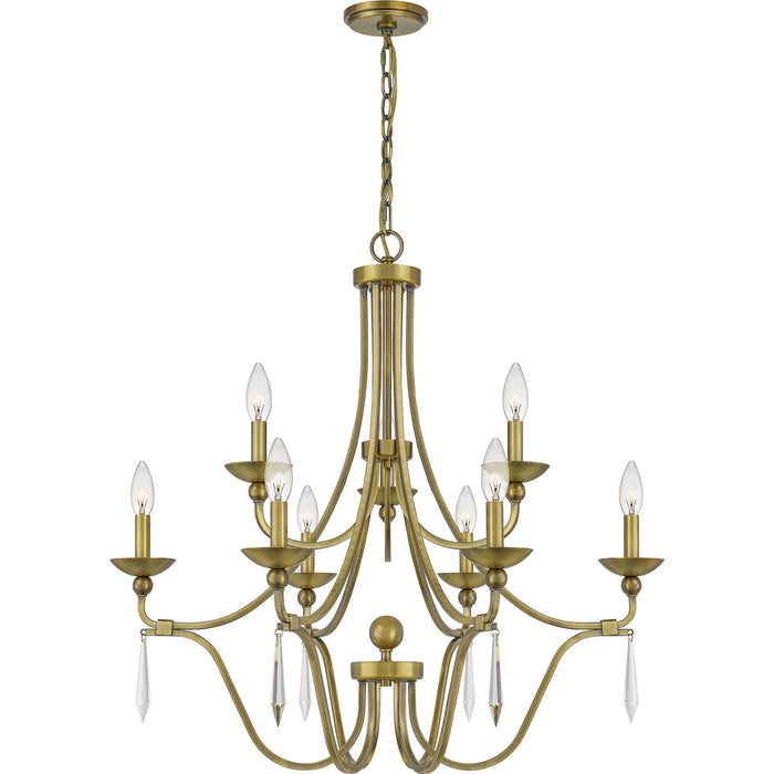 Quoizel JOU5032AB Nine Light Chandelier, Aged Brass