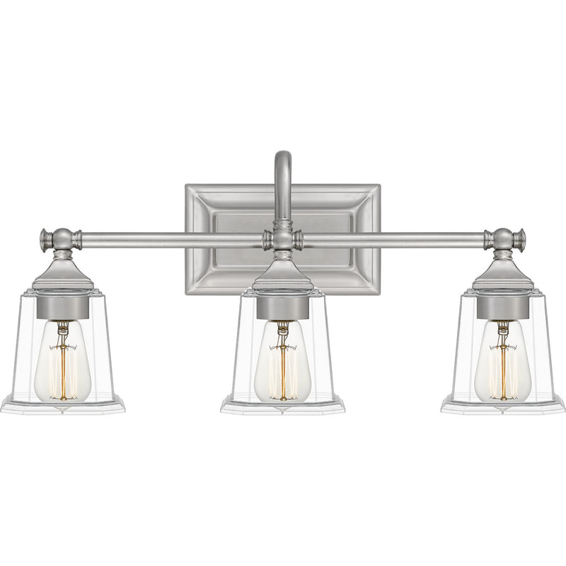 Quoizel NLC8603BN Three Light Bath, Brushed Nickel