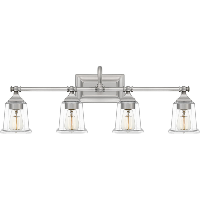 Quoizel NLC8604BN Four Light Bath, Brushed Nickel