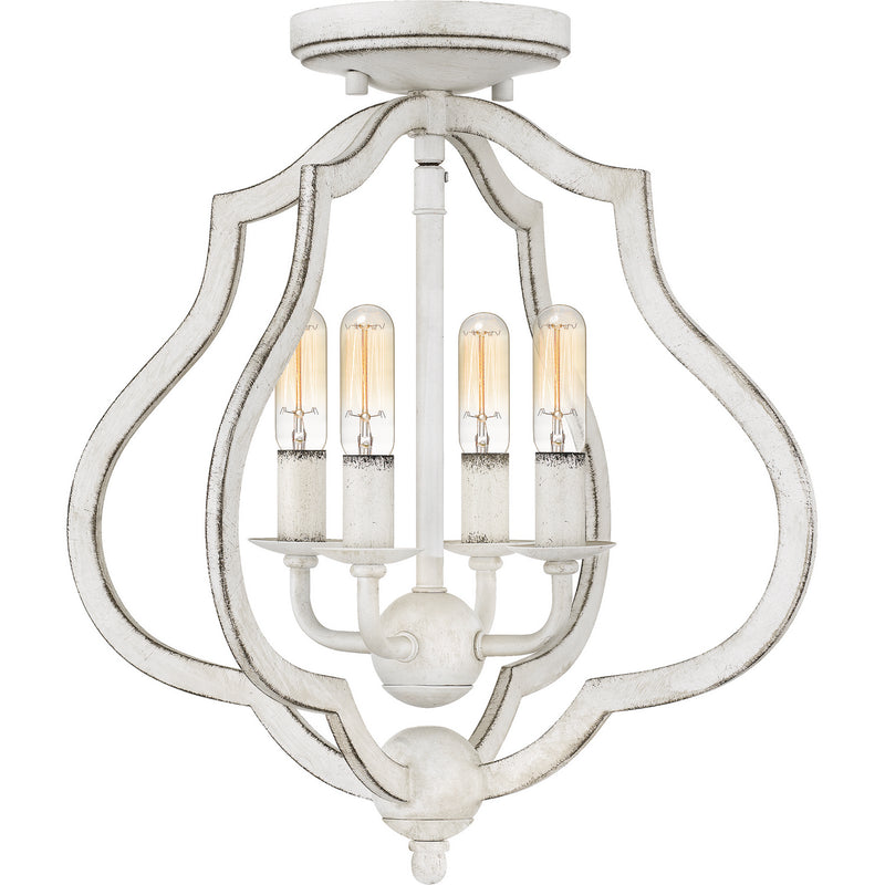 Quoizel OKF1715AWH Four Light Semi-Flush Mount, Antique White